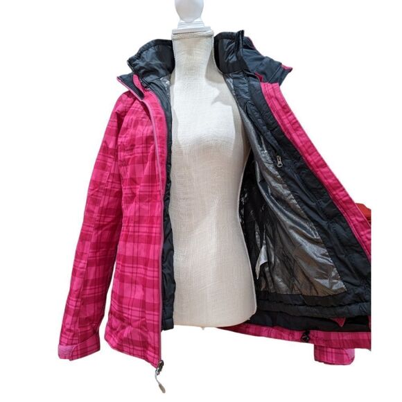 LIKE NEW Columbia Whirlibird Interchange Jacket Deep Blush Plaid Size M - Picture 10 of 14